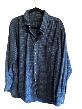 croft & barrow Men's Navy Blue Windowpane Button-Down Shirt